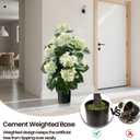 3FT Artificial Hydrangea Tree, White Hydrangea Artificial Flowers for Indoor Outdoor Decoration, UV Resistant Faux Hydrangea Flowers for Front Porch Patio Garden Home Decor, 2 Pack White