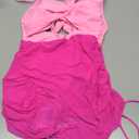 B2prity Women Mesh One Piece Swimdress Swimsuit Tummy Control V Neck Cutout Bathing Suit Wrap Drawstring Sarong Swimwear. Size M