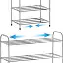 3 Tier Expandable Shoe Rack for Closet, Stainless Steel Shoe Shelf, Strong Weight Capacity Shoes Organizer, Easy to Install and Saving Space Standing Shelf with Sturdy Frame(3 Tier)