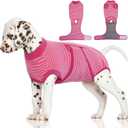 FUAMEY Recovery Suit for Dogs After Surgery,Soft Breathable Dog Bodysuit E-Collar & Cone Alternative Surgical Suit,Male Female Dog Neuter Spay Suits Anti Licking Wounds Onesie Rose Stripes S (S(back:11.4-13.4in,wt:7-15lbs))