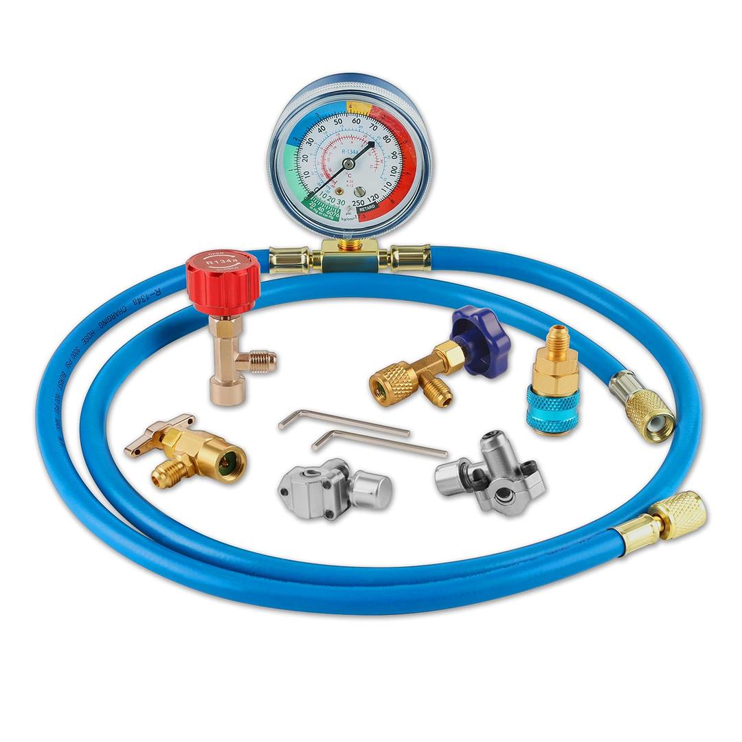 Lichamp A/C R134A Refrigerator Freon Recharge Kit with Bullet Piercing Valve, Piercing and Self-Sealing Can Tap 134A Lichamp A/C R134A Refrigerator Freon Recharge Kit with Bullet Piercing Valve, Piercing and Self-Sealing Can Tap 134A