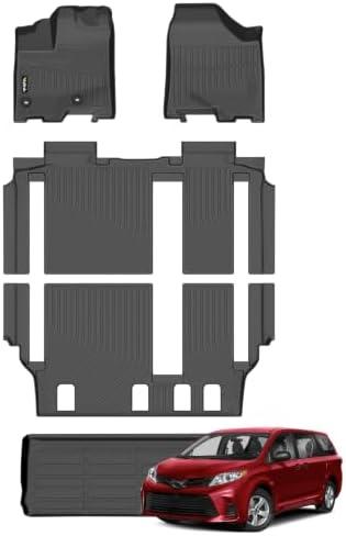 Wailtnb-Mats for Toyota Sienna 2013-2020 8 Seats Floor Mat Cargo Liner | All Weather Floor Liner, Custom Fit Car Mat, Automotive Full Set Accessories, Waterproof, High Edge Anti-Slip Design