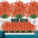 AGIRL 24 Bundles Artificial Fall Flowers Outdoor Indoor Decoration,Fake Plastic Flowers,Faux Mums Plant for Thanksgiving Fall Decor,for Hanging Outside Garden Front Door Porch Patio Window Box (Orange)