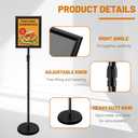 Poster Sign Stand Holder Adjustable Heavy Duty Aluminum Pedestal Floor Standing Sign Holder Vertical and Horizontal View Sign Displayed Snap Open,Advertising Display Stand (Black, 8.5x11inches)