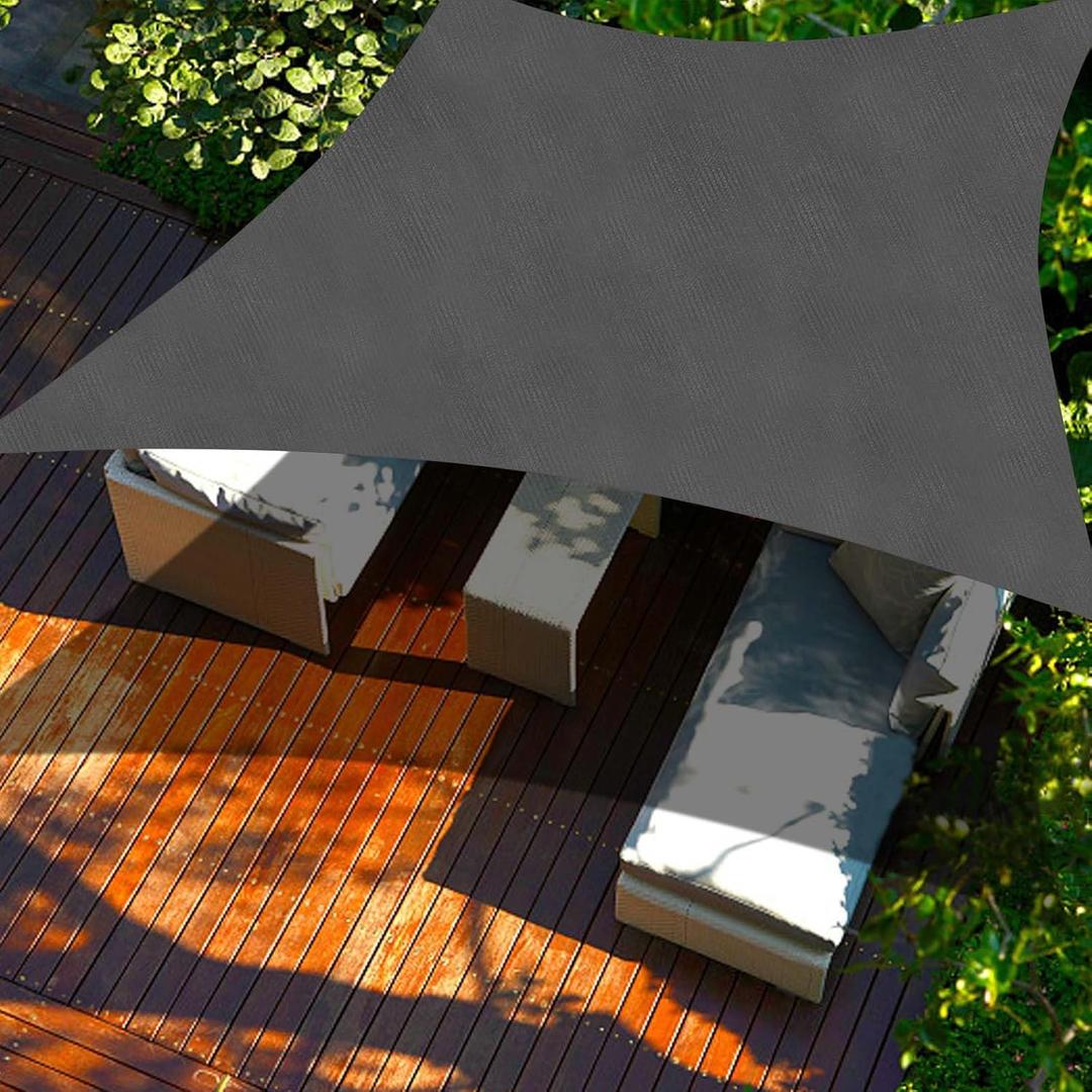 Cool Area Sun Shade Sail 8x8FT Rectangle Shade Canopy Outdoor Sunshade for Patio Backyard Garden, Dark Grey (0 8' x 0 8')