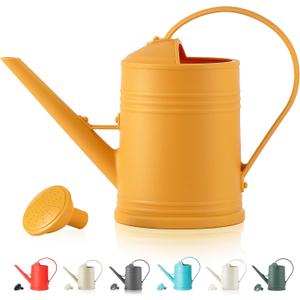 Plastic Indoor Watering Can with Detachable Sprinkler Head - 68oz (1/2 Gallon) for House Plants and Flowers (Yellow)
