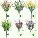 ATTGREAT Artificial Spring Flowers Outdoors UV Resistant Fake Greenery Plants Realistic Plastic Flowers Outside Faux Silk Wildflowers for Home Planter Porch Garden Decor, 12 Bundles (Multicolor)