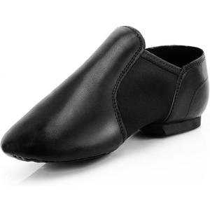 Keemi Black Jazz Shoes for Woman, Leather Dance Shoes for Women Men Unisex Adults,Non-Slip Women's Dancing Shoe, Size 9.5W