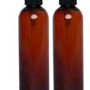 BRIGHTFROM Lotion Pump Bottles, Empty 8 OZ, BPA-Free Refillable Plastic Containers, Amber with Black Dispenser for - Soap, Shampoo, Lotions, Liquid Body Soap, Creams and Massage Oil (2 Pack)