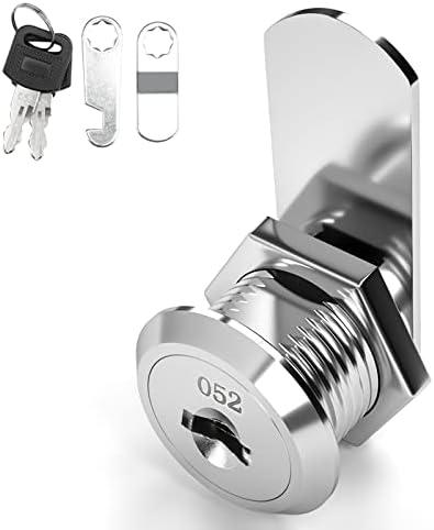 goldenwarm Keyed Different, Mailbox Cam Lock 5/8" Cylinder, Cabinet Cam Lock Secured File Cabinet Lock with Keys Toolbox Lock Zinc Alloy Drawer Locks and Key, Satin Nickel Finish, 1 Pack