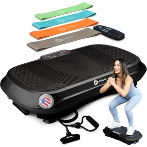 Lifepro Waver Vibration Plate Exercise Machine for Lymphatic Drainage, Muscle Activation, Full-Body Workout Vibrating Platform with Loop Bands, Fitness Equipment for Strength Toning & Fat Loss (Black)