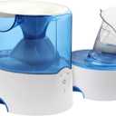 Crane Steam Inhaler & Warm Mist Humidifier, 0.5 Gallon, Humidifier FSA Eligible, Blue & White, Ideal Humidifiers for Bedroom, Sinus Inhaler, Vaporizer HSA, Vaporizer For Congestion