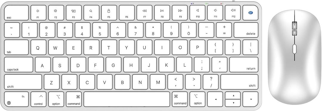 Bluetooth Keyboard and Mouse for Mac, Rechargeable, Mini Size, Ultra Slim, Quiet Typing, 4 Level DPI, Wireless Keyboard and Mouse Compatible with Mac, iPad, iPhone, MacBook Air/Pro
