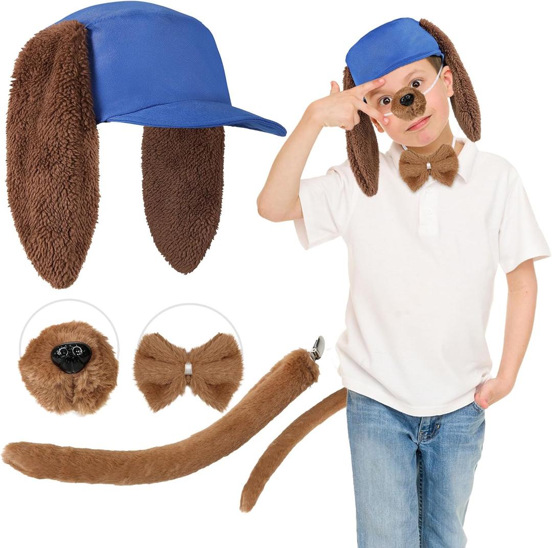 Dog Costume for Kids with Ears Nose Bow Tie Tail Adult Halloween Costume