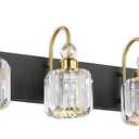 Ralbay Crystal Vanity Lights 6-Lights Modern Crystal Bathroom Vanity Lights Over Long Mirror Modern Black Gold Bathroom Vanity Lighting Fixtures