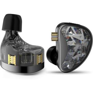 KZ AS24 in-Ear Monitor Headphone 24BA Drivers High-Performance IEM Earphones with 8 Tuning Switches, Noise Isolation Wired Earbuds for Musicians (Tuning Version,Black,no mic)