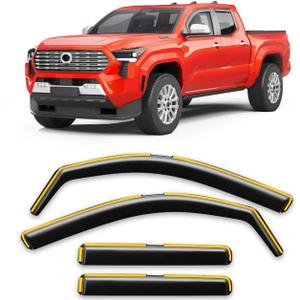 In-Channel Window Rain Guards Fit for Toyota Tacoma Double Cab 2024 2025 2026 with 4 Full-Size Doors Rain Guard Extra Durable Window Deflectors Truck Window Vent Visors Shades Car Accessories