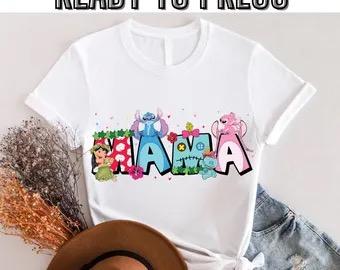 Transfert DTF Disney Stitch Et Lilo Mama, Chemise Mama Lilo Et Stitch, DTF Fête Des Mères, T-Shirt Maman Disney Stitch, Chemise Maman Disney, T-Shirt Stitch, M