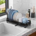 CHLORYARD Small Dish Drying Rack, Compact Sink Dish Drainer Plate Rack Organizer with Utensil Holder and Drainbaord for Kitchen Counter, RVs, Apartments