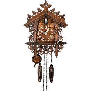 Cuckoo Clock for Wall Art, Retro Traditional Handcrafted Wooden Black Forest Quartz Clock for Living Room Bedroom Study Room Decor, Coo Coo Clocks Gifts for Family