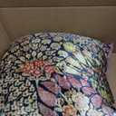 Creative Co-Op, Multicolor Botanical Print Eyelash Fringe Cotton Velvet Square Pillow, Finish, 20 inches x 20 inches x 1.5 inches