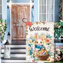 3 x Welcome Easter Garden Flag Seasonal Garden Flags Easter egg bunny garden flag Flower rabbit easter garden flag 12x18 double sided outdoor Welcome Yard Outdoor Flag