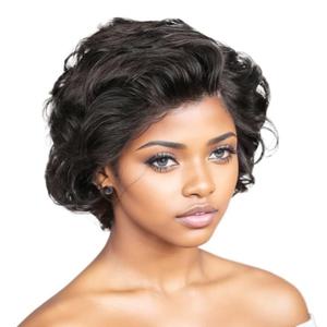 Pixie Cut Wig Short Curly Glueless Lace Front Wigs Human Hair for Women Black Color Natural Look Lightweight Breathable Cap (Black,8inch)
