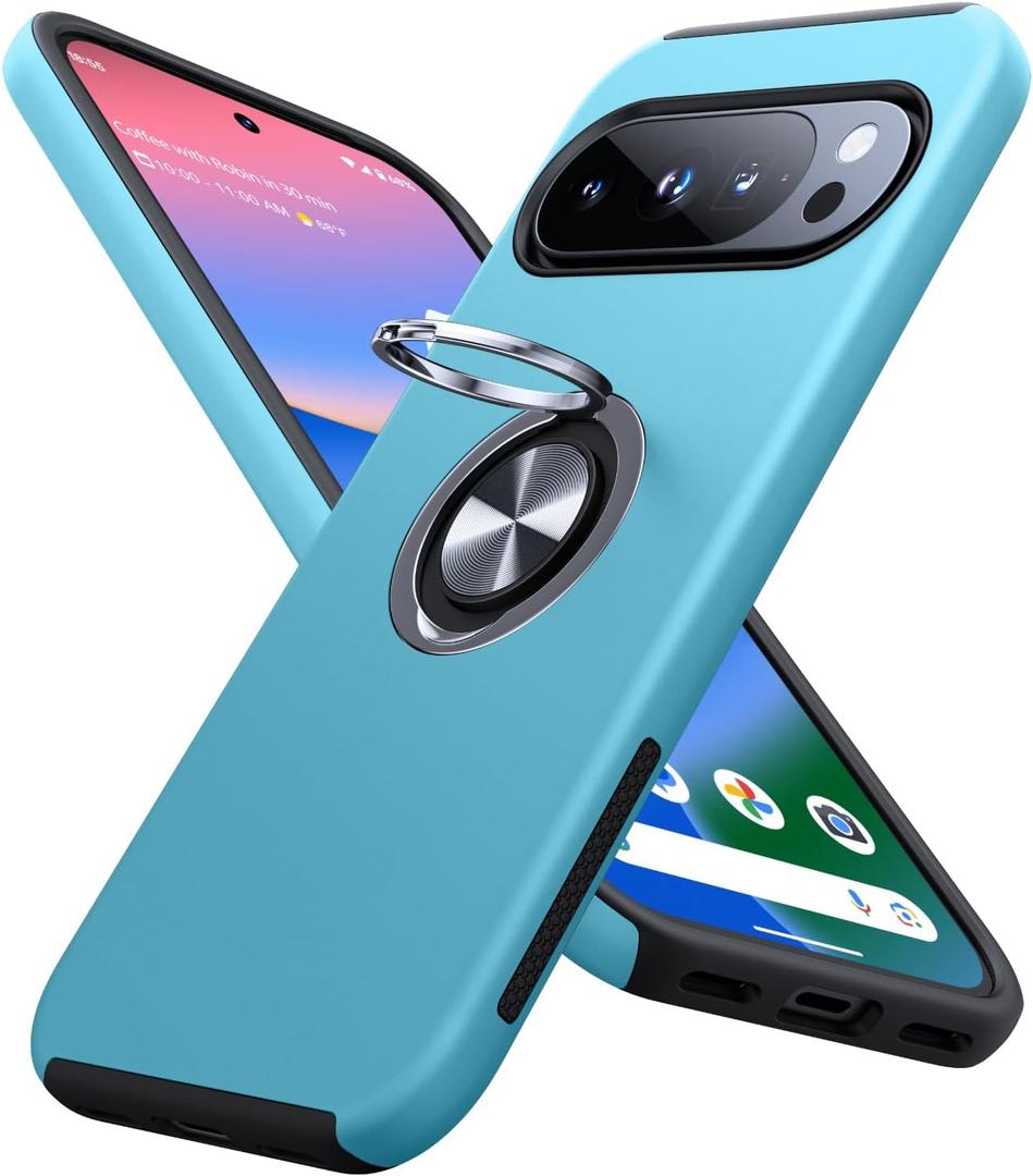 JAME for Google Pixel 10 Case/Pixel 10 Pro Case, Slim Fit Military Grade Shockproof Cover with Metal Ring Holder Stand Kickstand Protective Phone Case for Google Pixel 10/10 Pro 6.3", Sierra Blue