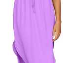 Women's Adjustable Strappy Split Summer Beach Casual Midi Dress (Purple, XL)