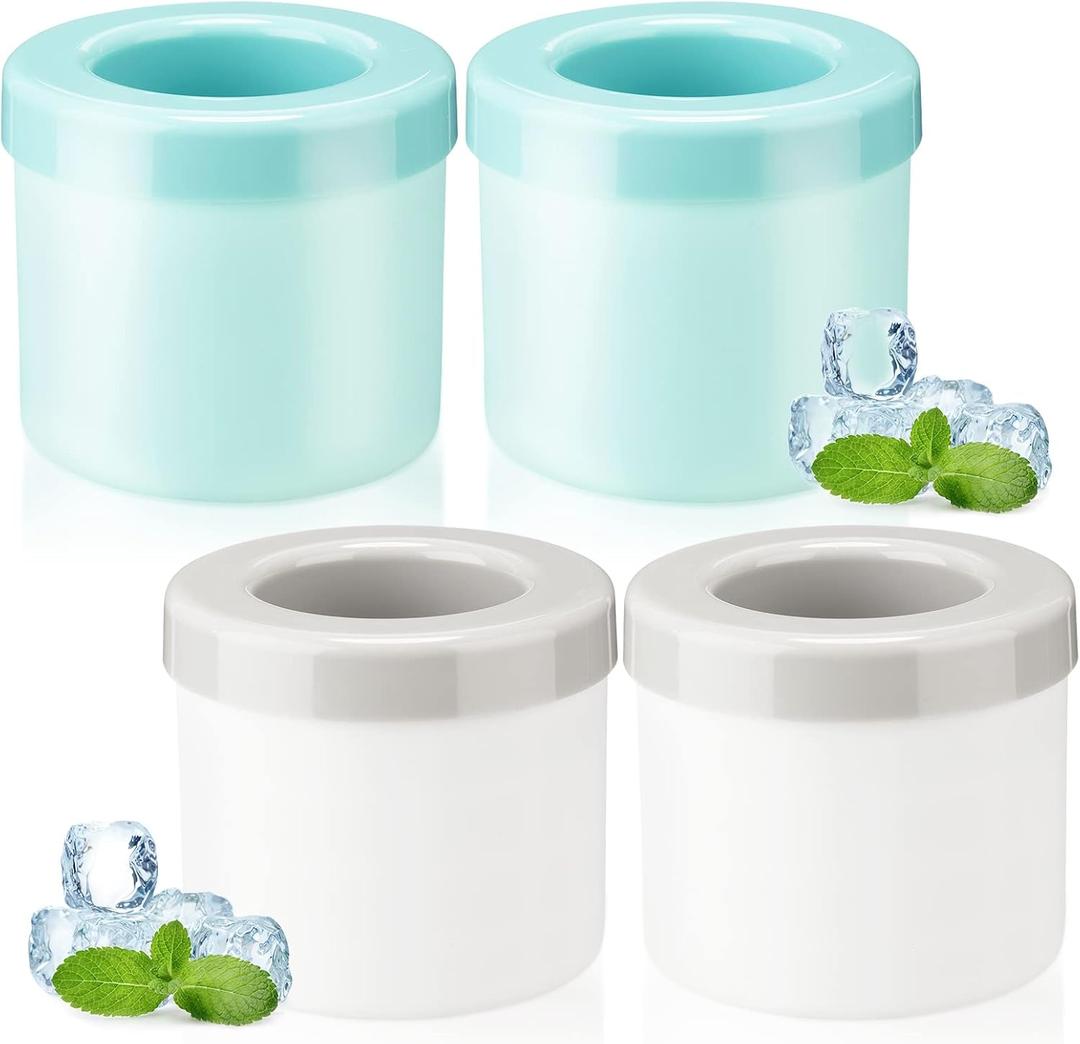 Mumufy Cylinder Silicone Decompress Ice Cube Molds Trays Lattice, Holds to 60 Ice Cubes, 3D Ice Maker Cup Press Type Easy Release Cup(Blue, White Gray,4 Pcs)