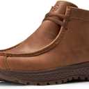 SUREWAY Men's Chukka Boots, Lightweight Durability Leather Moc Toe Work Boots Fashion Hiking, Driving Shoes, Chelsea Boots for All-Weather Comfort (Office, Casual, Dress) (8.5, Brown)