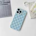 Lovmooful for iPhone 12 Pro Case Cute Lattice Plaid Design-Light Blue