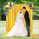 10 x 10 Feet Yellow Backdrop Curtain for Partie, Stain Background Curtains for Photoshoot, Birthday, Wedding, Halloween, Thanksgiving, Christmas, New Year Party Decorations 5Ft x 10Ft, 2 Panels