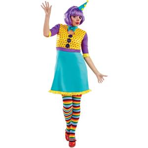 Fun Shack Clown Costume for Women, Colorful Circus Dress, Carnival Outfit (Small)