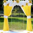 2 Panels Yellow Backdrop Curtain, 10 x 10 Feet Satin Background Curtains for Parties, Weddings, Baby Showers, Halloween, Christmas Birthday Party Photoshoot Backdrop Curtains Decorations