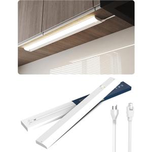 36 Inch LED Under Cabinet Light, Plug in Kitchen Lighting, 3CCT Selectable (3000K/4000K/5000K), CRI94 High Color Accuracy, Linkable, Slim Design, Matte White