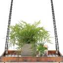 Plant Hanger Indoor Outdoor, 16" Large Hanging Planters for Indoor Plants Hanging Plant Holder Wood Metal Hanging Plant Shelf Large Hanging Baskets for Plants Outdoor Window Ceiling