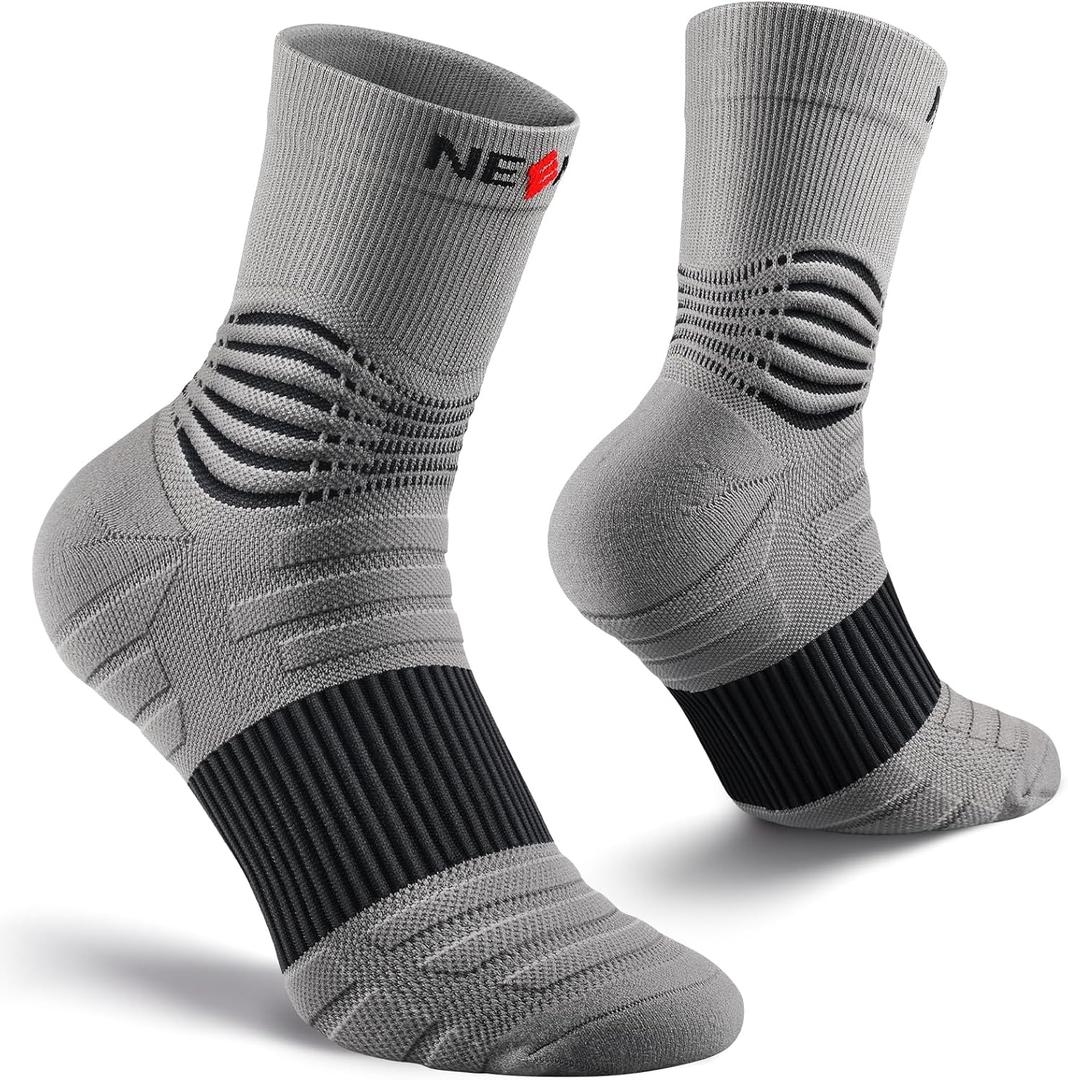 NEENCA Medical Compression Socks, Ankle Compression Stockings for Injury Recovery & Pain Relief, Sports Protection. 20-30mmHg (X-Large, Gray Black)