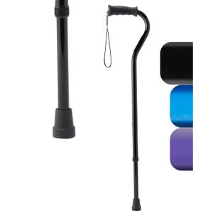 Medline Gel Grip Aluminum Cane with Offset Handle, Adjusts 29-38", 300 lbs. Capacity, Black - for Men & Women, Foot & Leg Injuries, Mobility, 1 Ct.