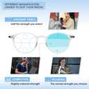 KISDATE OPTICS Exquisite Ultra-light Progressive Multifocus Reading Glass Women Blue Light Blocking Multifocal Readers with Anti EyeStrain/UV Spring Hinge(Mid-Near Range 3ft,Top is Not 0) 2.5 Clear