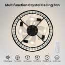 Crystal Caged Ceiling Fan Light: 18.9" Semi Flush Mount Fandelier Ceiling Fan Lights with Remote/Reversible 6 Speeds/Timer/DC Motor Low Profile Chandelier Ventilador de Techo for Bedroom Living Room