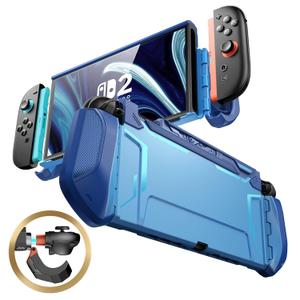 Mumba Dockable Case for Nintendo Switch 2 [2025 Blade Series] TPU Switch 2 Grip Protective Cover, Ergonomic Accessories for Console with Quick-Release Design for Switch 2 Joy Con Controllers (Blue)