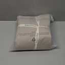 MooMee Bedding Duvet Cover Set 100% Washed Cotton Linen Like Textured Breathable Durable Soft Comfy (Heathered Tannish Linen Grey, Queen 90"x90")