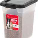 IRIS USA Dog Food Storage Container, 10 Pound, Airtight Seal and Buckle, Easy 1 Hand Opening Hinged Lid, Versatile, Space Saving Compact Size, Pearl/Black