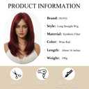 Wine Red Wigs for Women Medium Length Long Straight Wig with Curtain Bangs Synthetic Hair Heat Resistant Wigs for Everyday Party Cosplay Wear