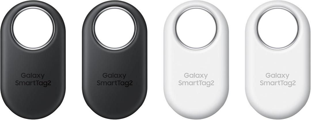 Samsung Galaxy SmartTag2, Bluetooth Tracker, Locator Tracking Device, Item Finder for Keys, Wallet, Luggage, Use w/Phones Tablets Android 11 or Later, 2023, 4 Pack, 2 Black, 2 White