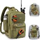 KastKing BlowBak Tactical Sling Tackle Bag-Lightweight Fishing Backpack Storge Fishing Gear and Equipment,Gift for Men (Large, F: Double Shoulder-khaki Camo16.9 X 10.6 X 8.3)