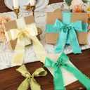 Pretty Jolly Blue Green Silk Satin Ribbon for Flower Bouquet 4 Rolls 1 Inch x 5Yd Handmade Frayed Fabric Ribbons for Gift Wrapping,Crafts,Baby Shower,Wedding Invitations,Hair Bows and Holiday Decor