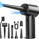 Compressed Air Duster, 3 Gear to 51000RPM Cordless Electric Air Duster, 6000mAh Rechargeable Air Blower with LED Light for Laptop Computer Camera Keyboard Cleaning Dust Hair Replace Compressed Air Can (Black)