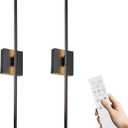 LED Wall Sconces with Remote Control, Dimmable Wall Sconces Set of Two, 5 Colors 3000K-6500K & Dimmable, Hardwire Wall Light with Timer & Night Light, LED Black Wall Lamps for Living Room, Bedroom